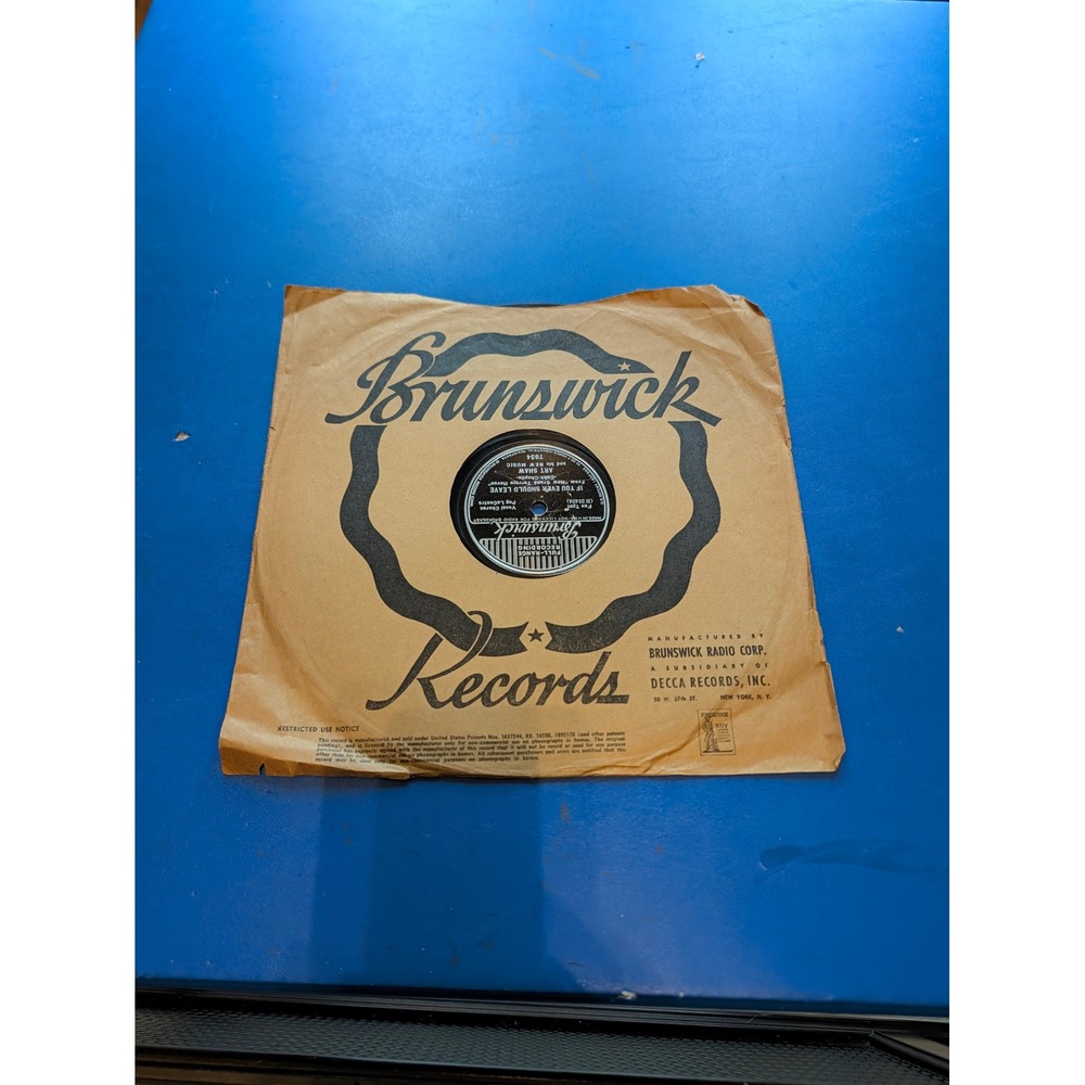 Art Shaw and his New Music Brunswick 7934 78 RPM If You Ever Should Leave 1937